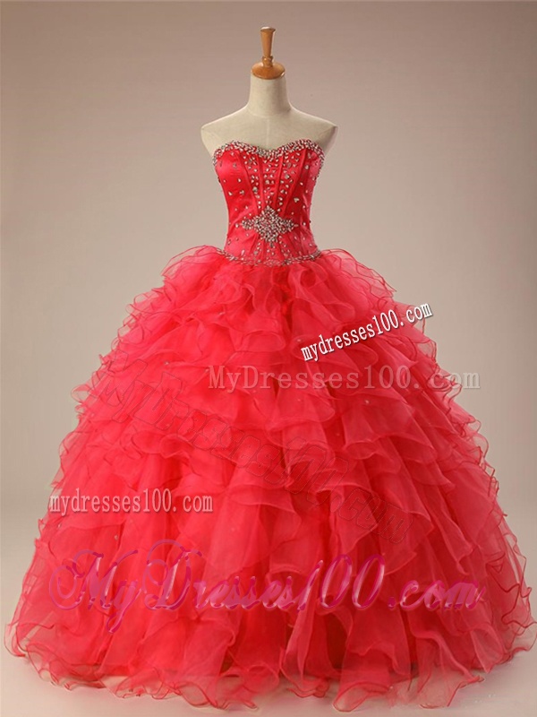 2016 Classical Sweetheart Beaded Quinceanera Dresses with Ruffles