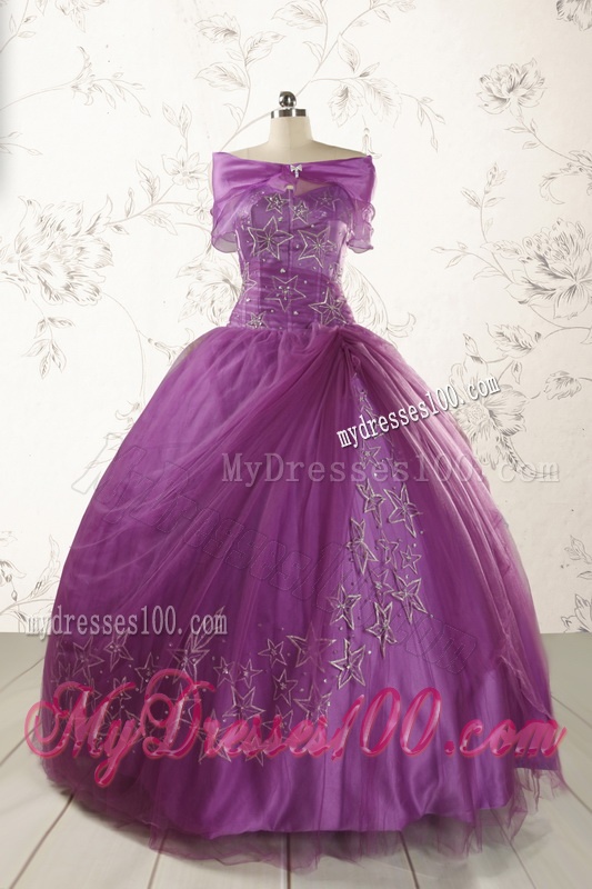 2016 Formal Sweetheart Purple Quinceanera Dresses with Appliques