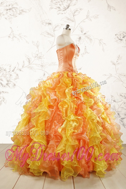2016 Luuxurious Strapless Appliques and Ruffles Puffy Quinceanera Dresses