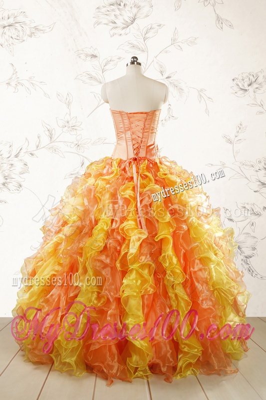 2016 Luuxurious Strapless Appliques and Ruffles Puffy Quinceanera Dresses