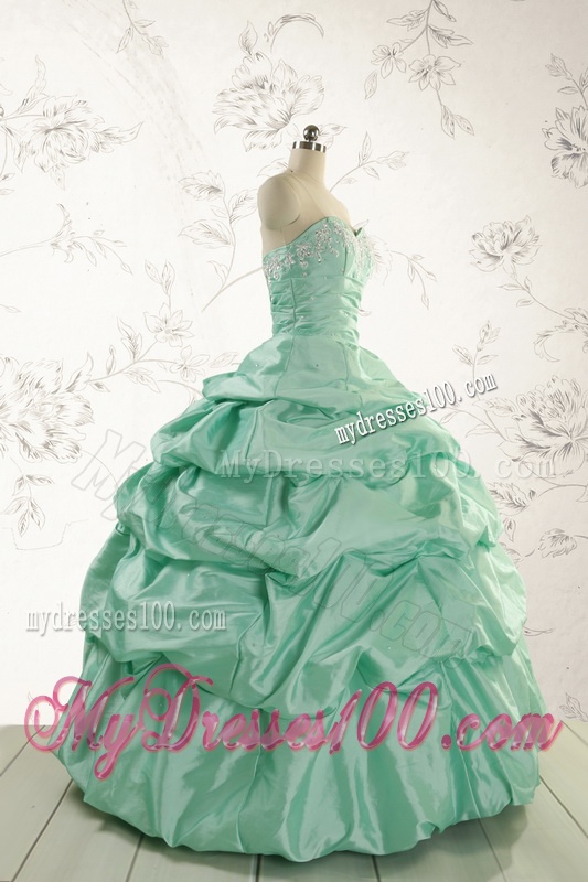 2016 Luxurious Apple Green Quinceanera Dress with Beading and Pick Up