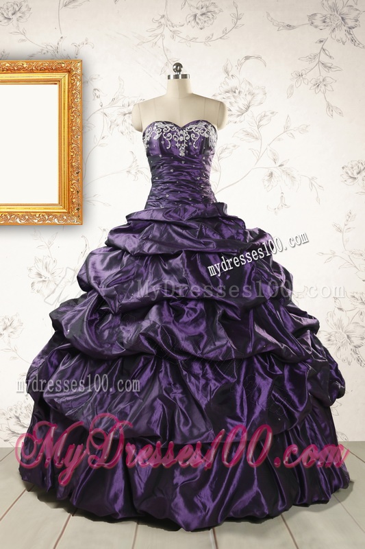 2016 Modern Sweetheart Purple Quinceanera Dresses with Appliques