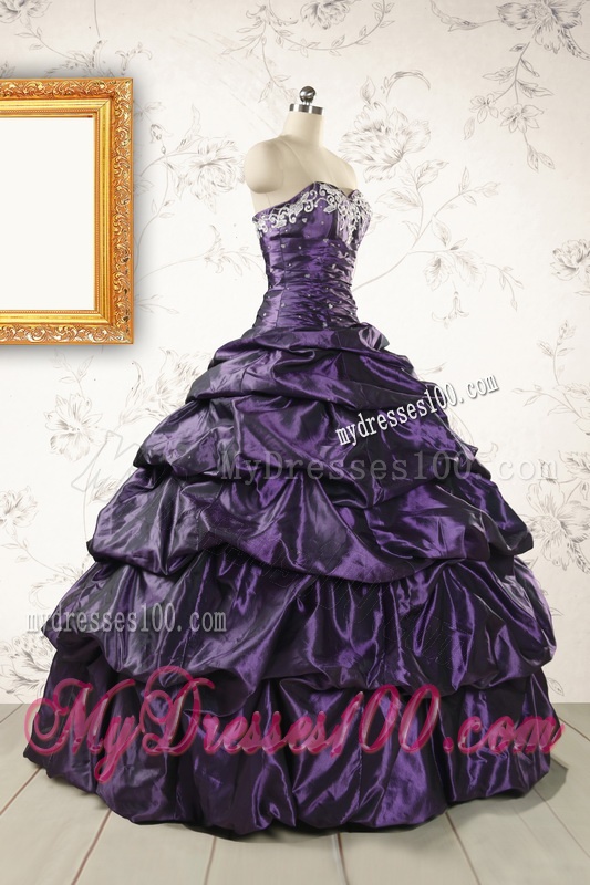 2016 Modern Sweetheart Purple Quinceanera Dresses with Appliques
