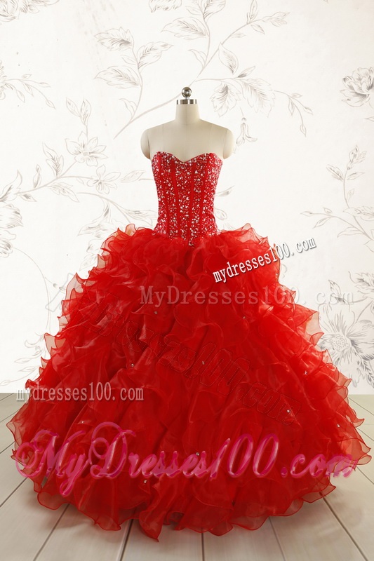 2016 Most Popular Red Quinceanera Dresses with Beading