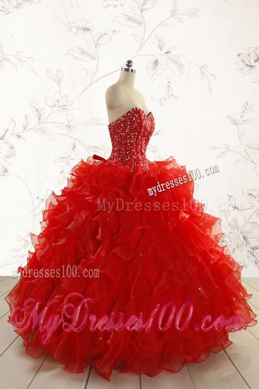 2016 Most Popular Red Quinceanera Dresses with Beading