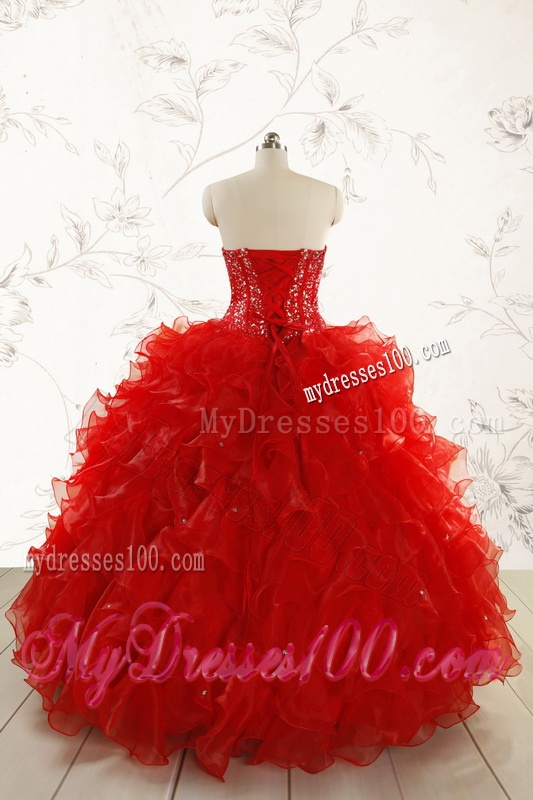 2016 Most Popular Red Quinceanera Dresses with Beading