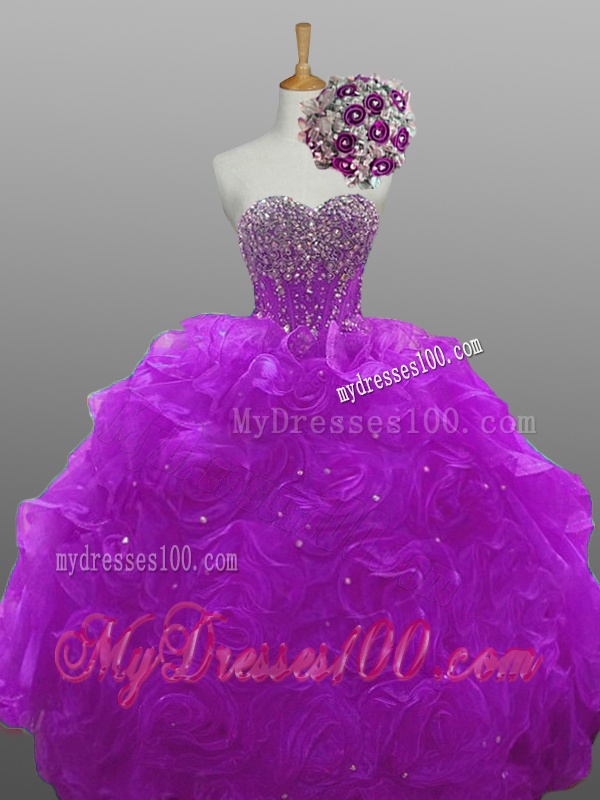 2016 Natural Quinceanera Dresses with Beading and Rolling Flowers