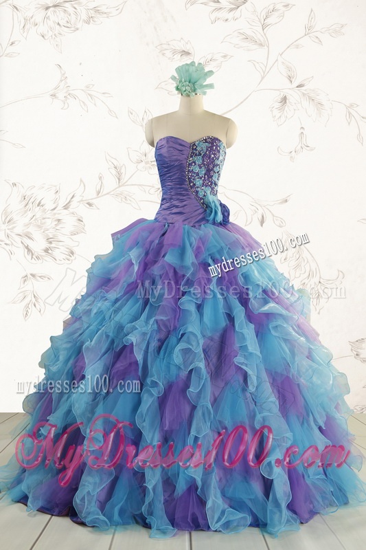 2016 New Style Multi Color Quinceanera Dresses with Beading