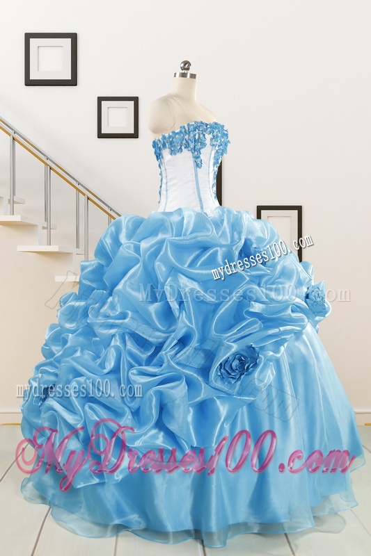 2016 New Style Sweetheart Baby Blue Quinceanera Dresses with Appliques