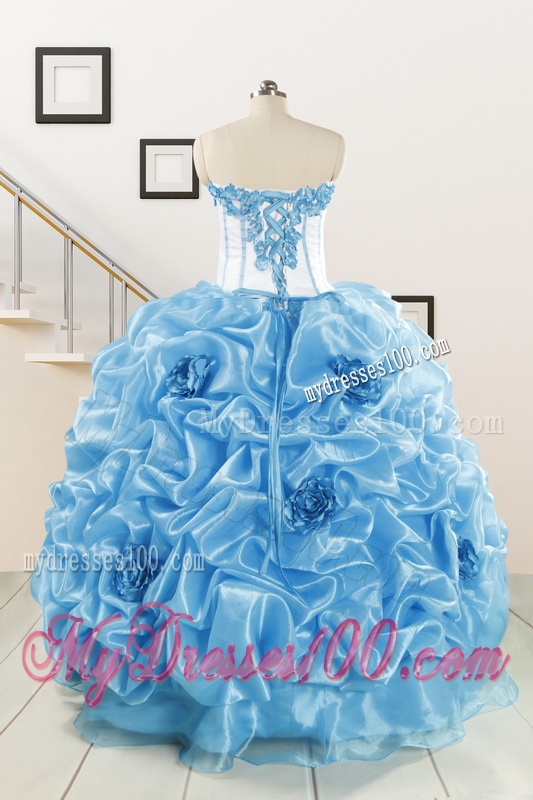 2016 New Style Sweetheart Baby Blue Quinceanera Dresses with Appliques