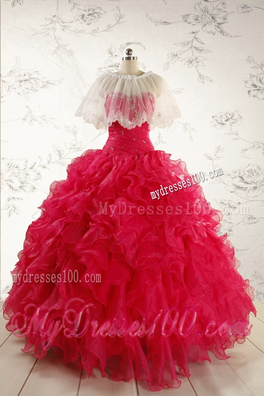 2016 New Style Sweetheart Coral Red Quinceanera Dresses with Beading