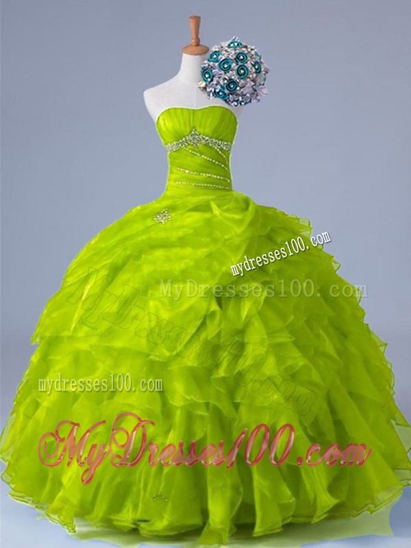 2016 Perfect Strapless Quinceanera Dresses with Beading and Ruffles