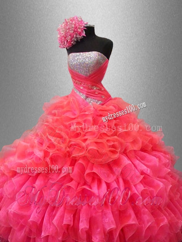 2016 Perfect Strapless Quinceanera Dresses with Sequins and Ruffles
