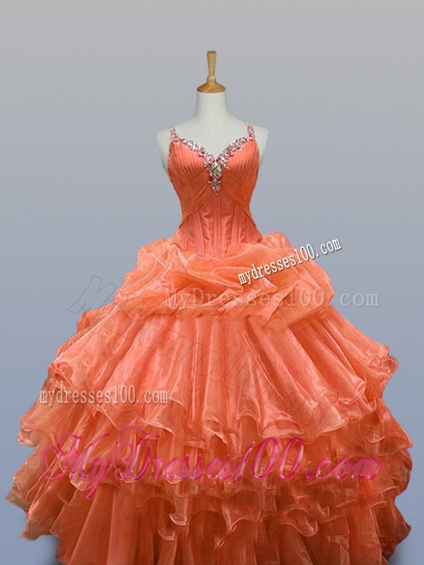 2016 Popular Straps Quinceanera Dresses with Beading and Ruffled Layers