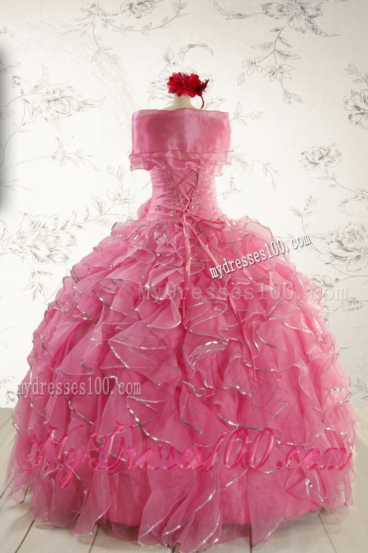 2016 Pretty Beading Quinceanera Dresses in Rose Pink