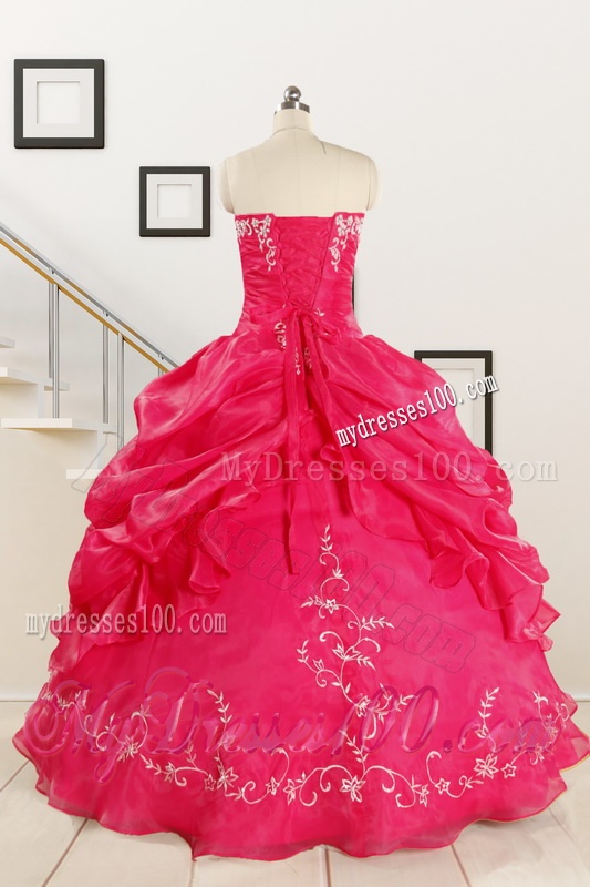 2016 Pretty Sweetheart Embroidery Quinceanera Dress in Hot Pink