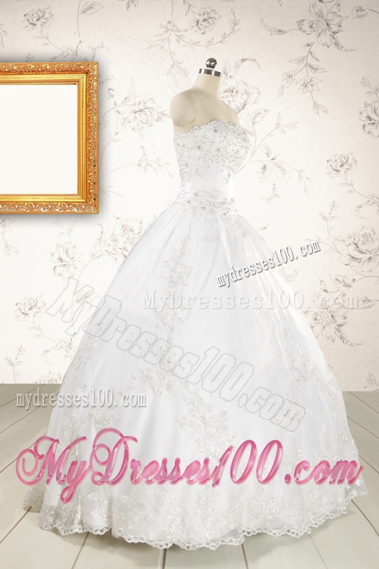 2016 Puffy Appliques Quinceanera Dress in White