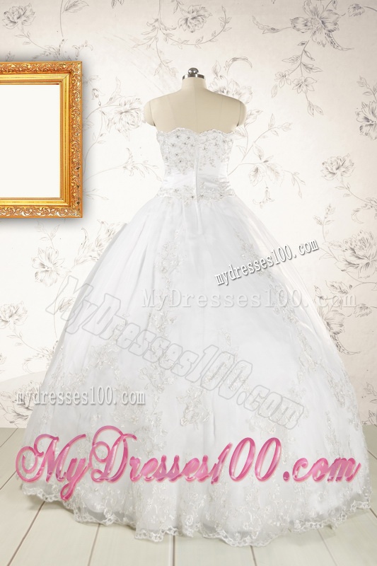 2016 Puffy Appliques Quinceanera Dress in White