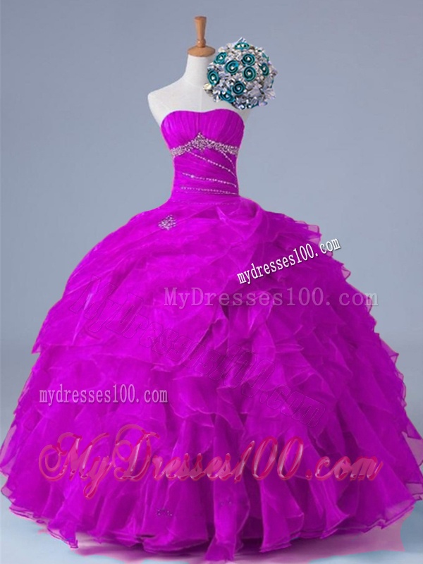 2016 Strapless Quinceanera Dresses with Beading and Ruffles