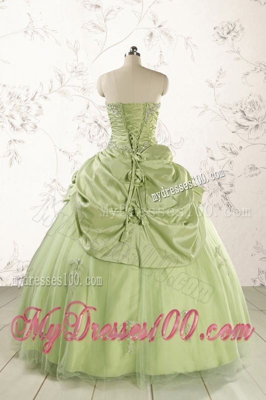 2016 Sweetheart Beading Quinceanera Dress in Yellow Green