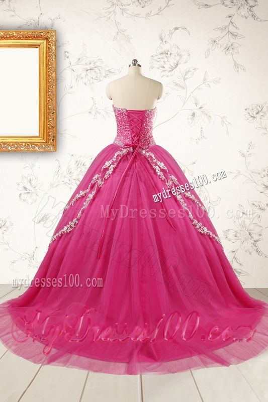 2016 Sweetheart Sweep Train Trendy Quinceanera Dresses with Sequins and Appliques