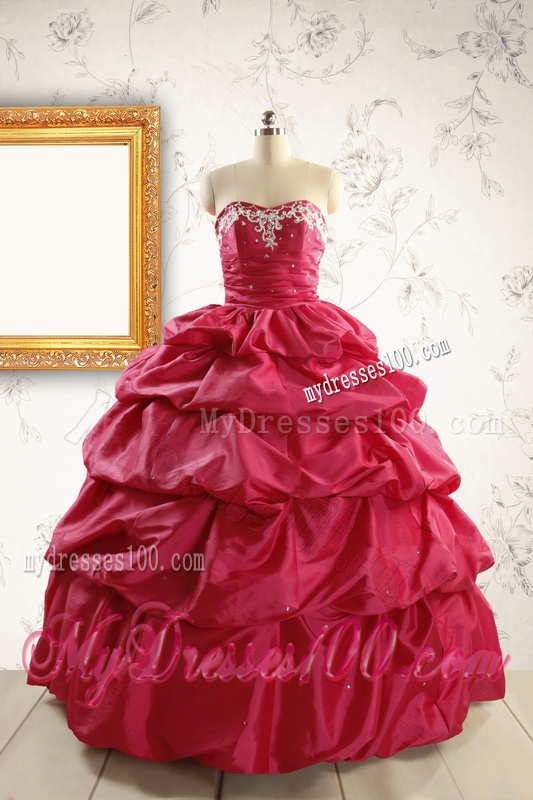 Appliques 2016 Hot Pink Quinceanera Dresses with Lace Up
