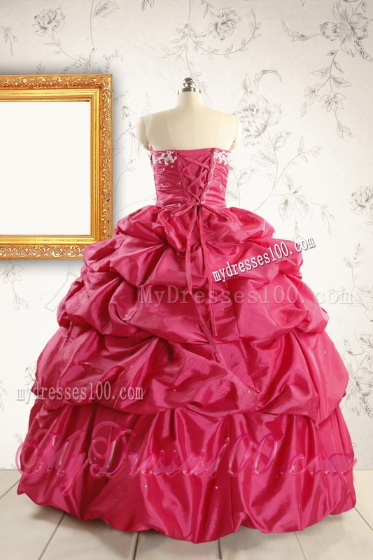 Appliques 2016 Hot Pink Quinceanera Dresses with Lace Up