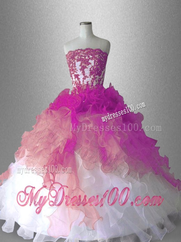 Appliques Ball Gown Classical Sweet 16 Gowns with Ruffles