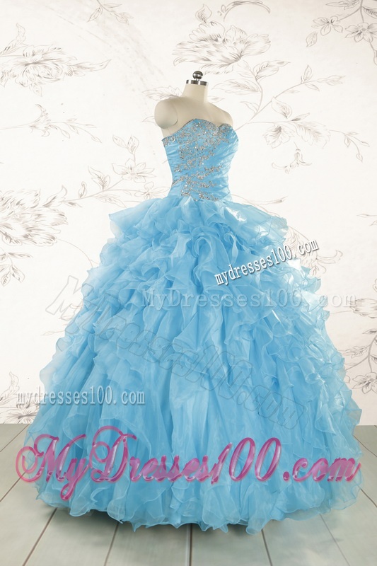 Baby Blue 2016 Prefect Quinceanera Dresses with Beading and Ruffles
