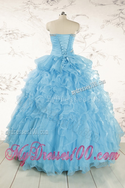 Baby Blue 2016 Prefect Quinceanera Dresses with Beading and Ruffles