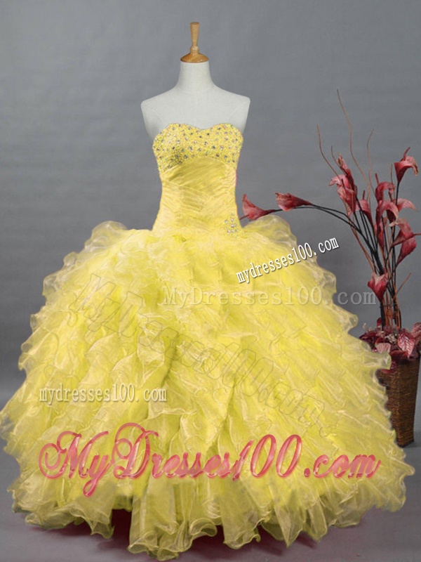 Beaded and Ruffles Quinceanera Dresses in Organza for 2016