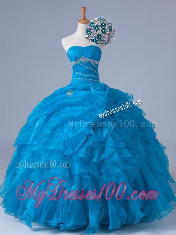 Beading and Ruffles Strapless Quinceanera Dresses for 2016