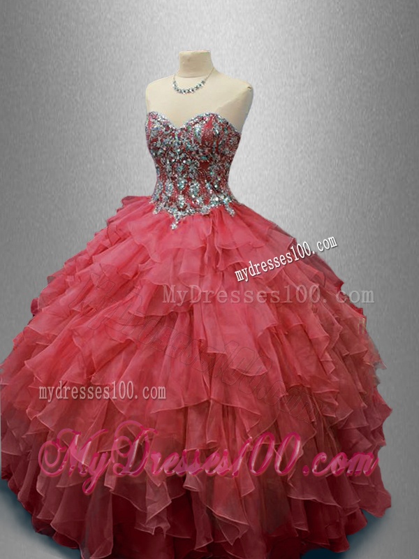 Beautiful Beaded and Ruffles Quinceanera Gowns in Organza