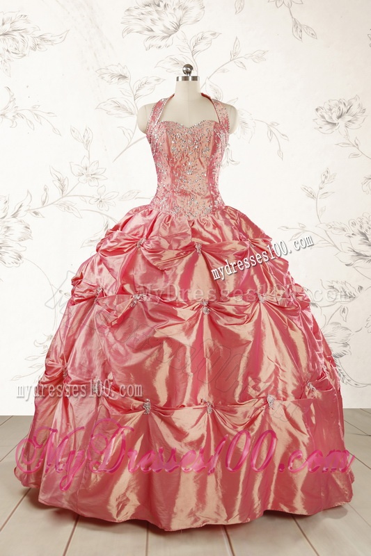 Beautiful Beading and Appliques Watermelon Red Sweet 16 Dresses