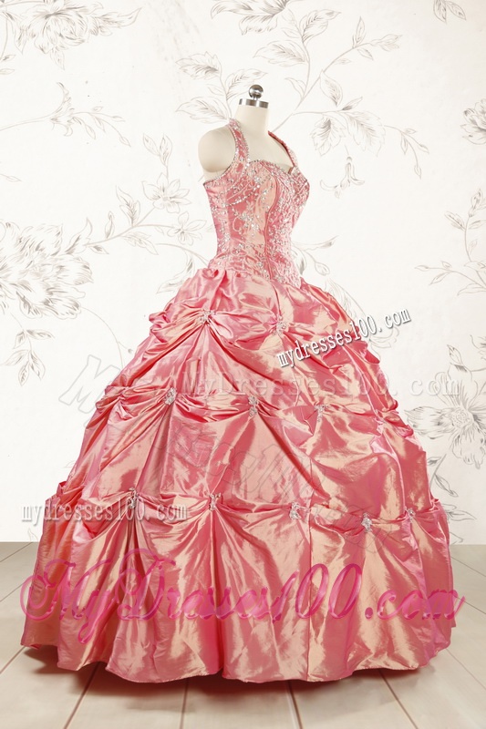 Beautiful Beading and Appliques Watermelon Red Sweet 16 Dresses