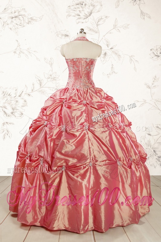 Beautiful Beading and Appliques Watermelon Red Sweet 16 Dresses