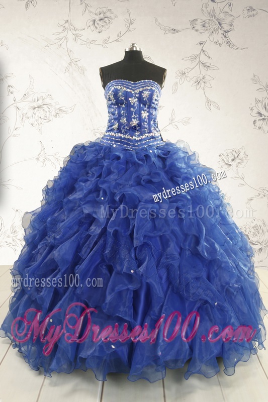 Beautiful Beading and Ruffles Quinceanera Dresses in Royal Blue