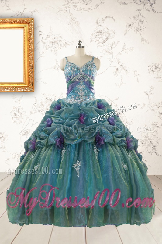 Beautiful Multi-color Straps Appliques Quinceanera Dresses for 2016