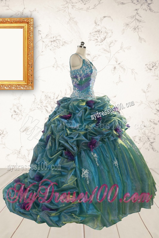 Beautiful Multi-color Straps Appliques Quinceanera Dresses for 2016