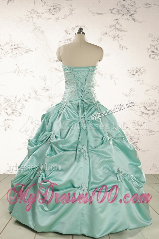Cheap Turquoise Quinceanera Dresses with Appliques