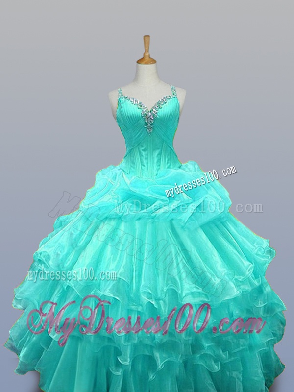 Decent Straps Quinceanera Dresses with Beading and Ruffled Layers