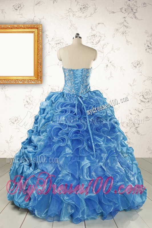 Elegant Sweetheart Embroidery Sweet 16 Dress in Blue