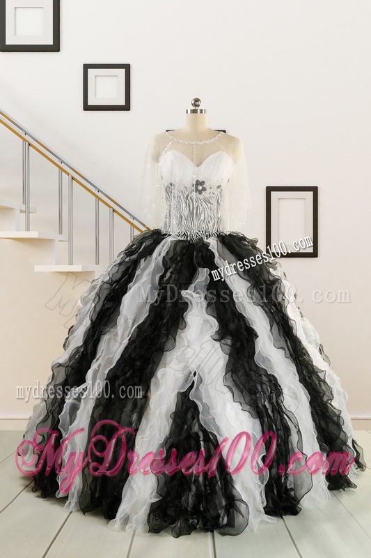 Exclusive Black and White Quinceanera Dresses with Zebra and Ruffles