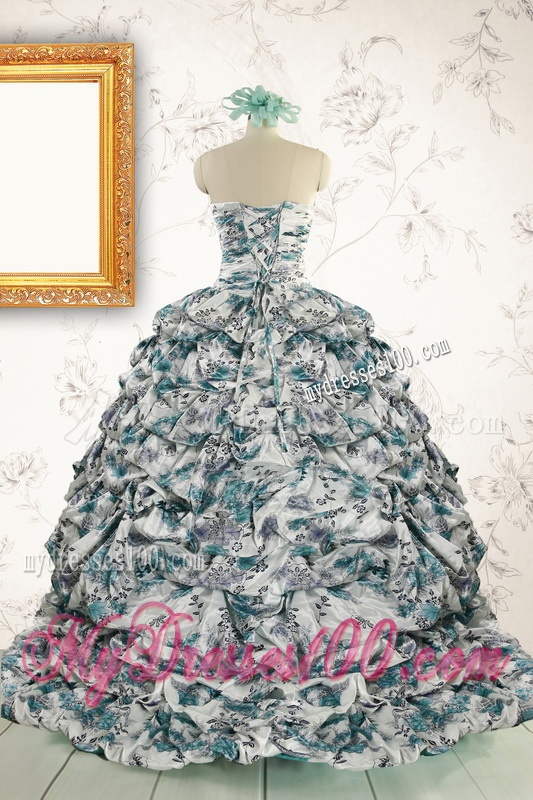 Exquisite Turquoise Sweep Train Quinceanera Dresses with Beading For 2016