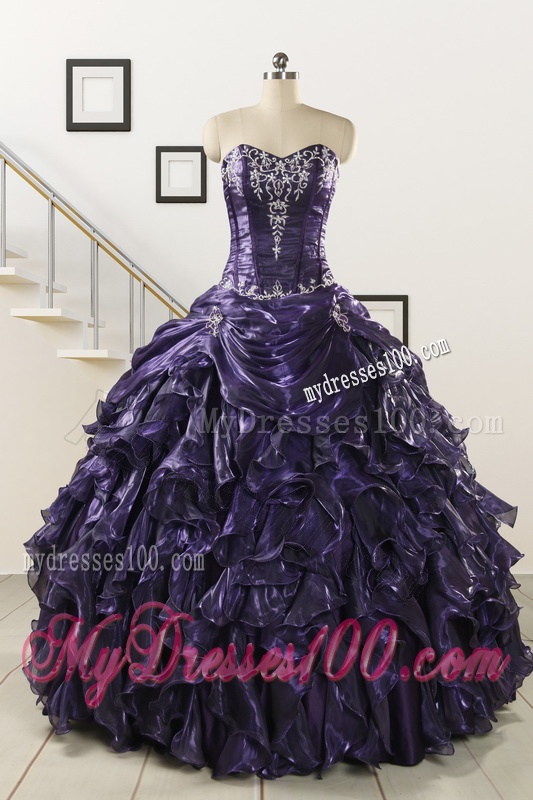 Luxurious 2016 Ball Gown Purple Quinceanera Dresses with Appliques