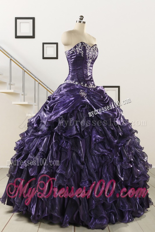 Luxurious 2016 Ball Gown Purple Quinceanera Dresses with Appliques