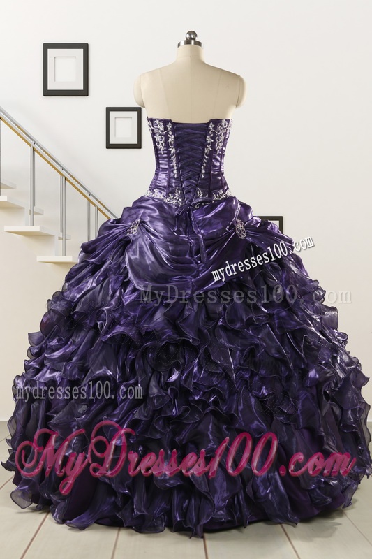 Luxurious 2016 Ball Gown Purple Quinceanera Dresses with Appliques