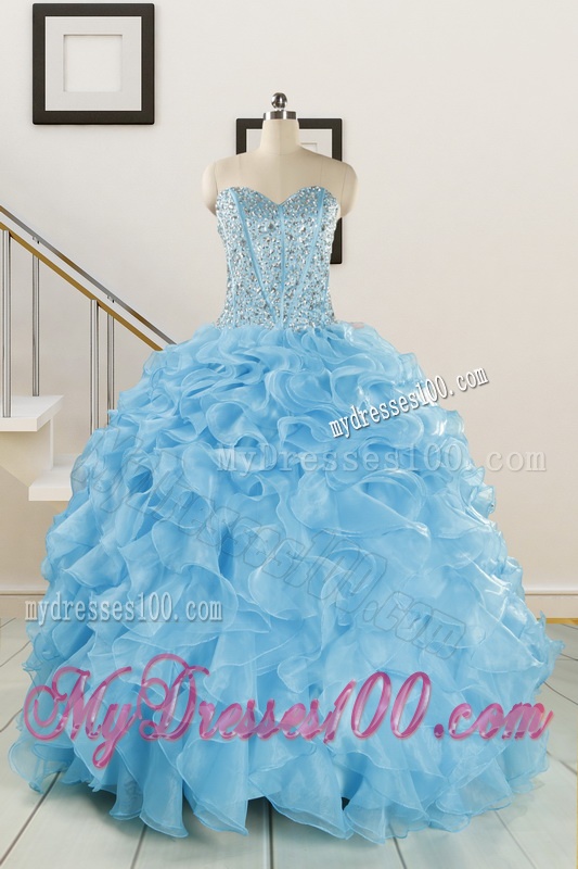 Luxurious Beading Aqua Blue Quinceanera Dresses for 2016