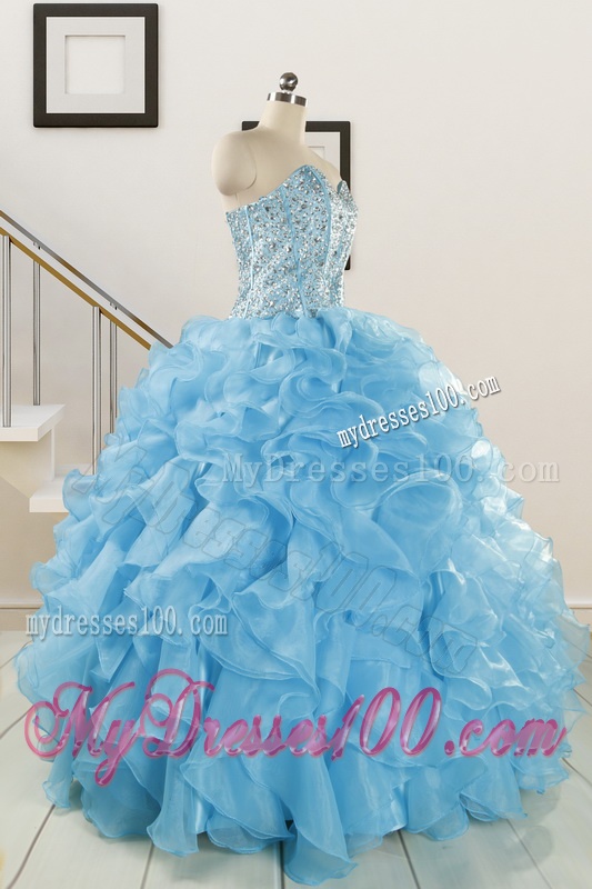 Luxurious Beading Aqua Blue Quinceanera Dresses for 2016