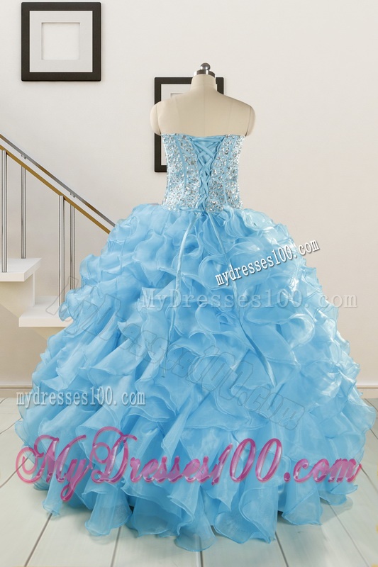 Luxurious Beading Aqua Blue Quinceanera Dresses for 2016